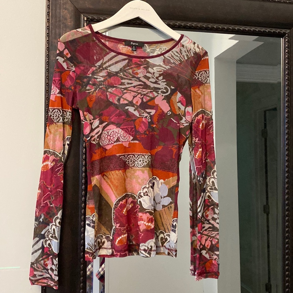 Express small long sleeve see through shirt